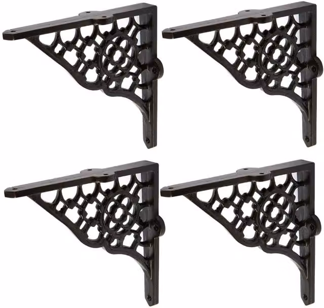 Hammer and Tongs Honeycomb Iron Shelf Bracket, Pack of 4, Matt Black, Diameter: 155 mm