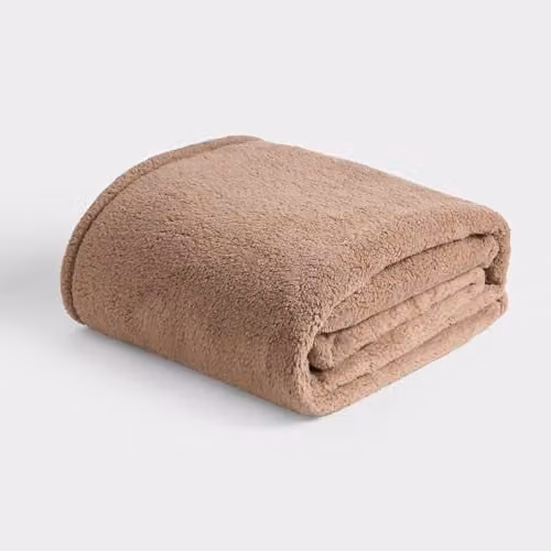 OHS Brown Fluffy Fleece Throw Blanket, W/D/H: 150 x 200 cm – 1