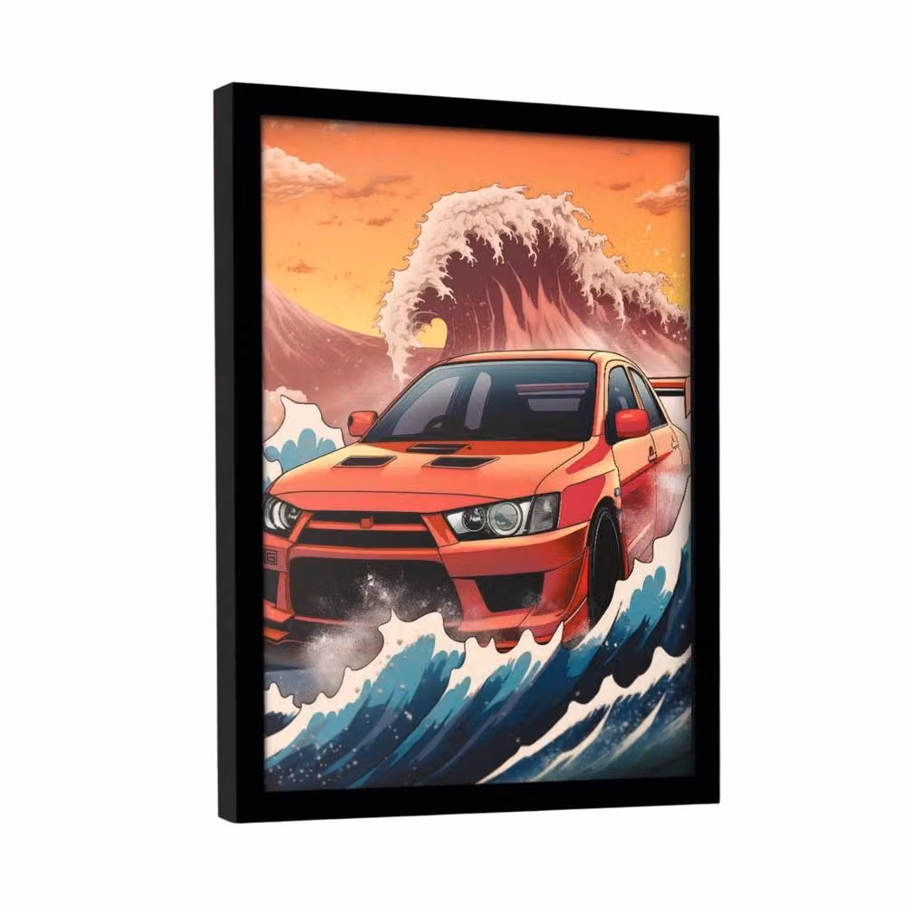 Wave Collection Wave Cars Evo Framed Paper Poster in Red – 2