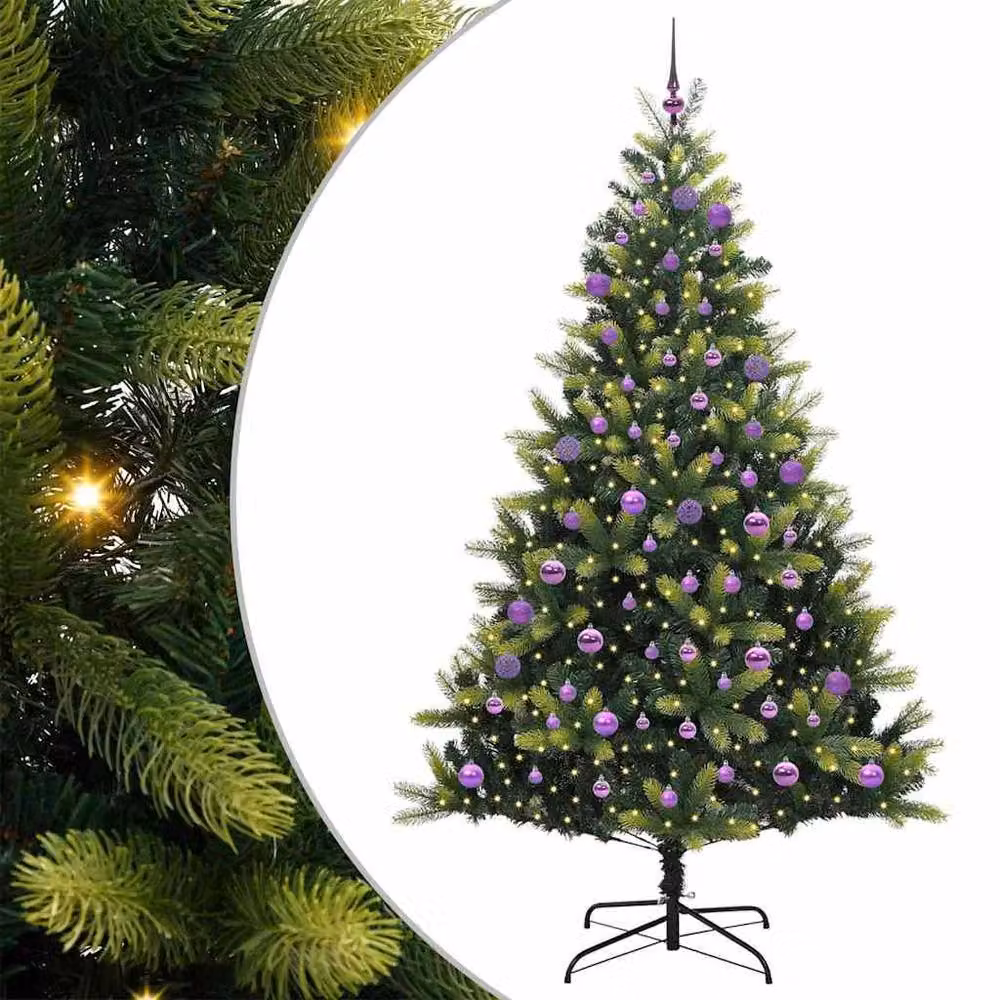 Berkfield Home Realistic Artificial Hinged Christmas Tree with 300 LEDs, Green, Height: 180 cm – 3