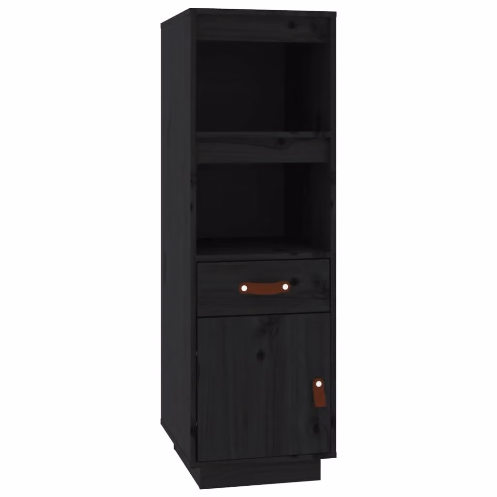 Berkfield Home Black Solid Wood Pine Highboard, W/D/H: 34 x 40 x 108.5 cm – 2