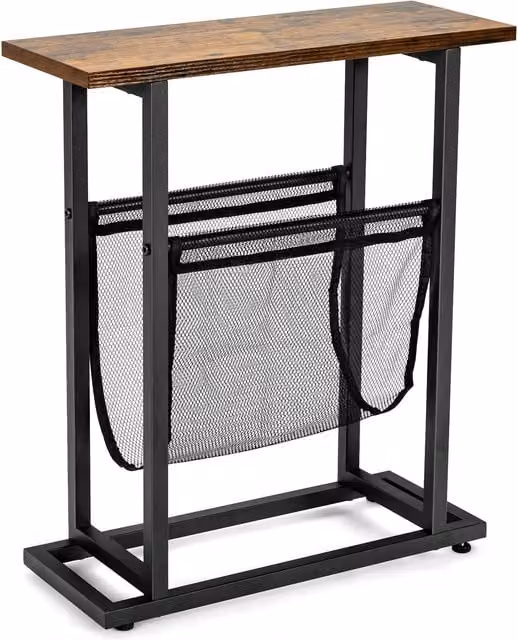 COSTWAY 2-Tier Industrial End Side Table in Brown