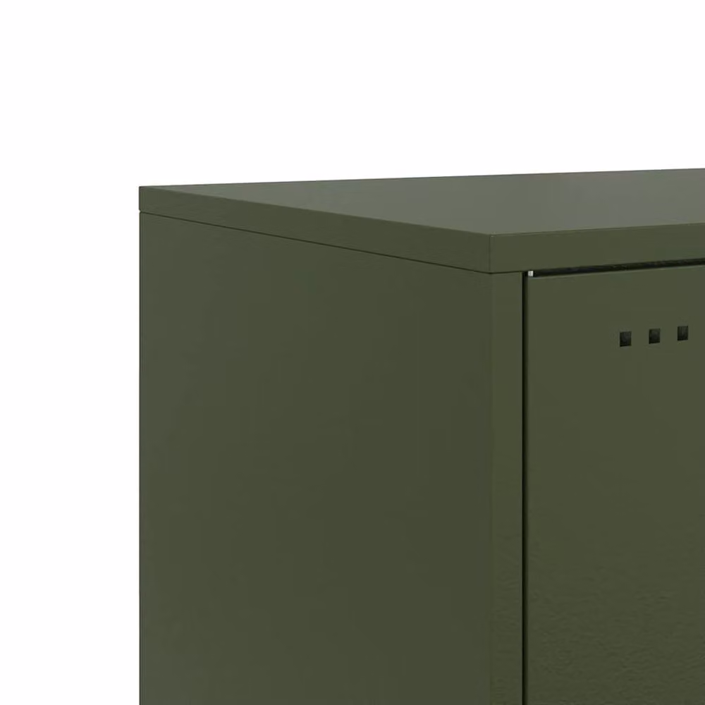 Berkfield Home Set of 2 Metal Bedside Cabinets in Olive Green, W/D/H: 36 x 39 x 43.5 cm – 5