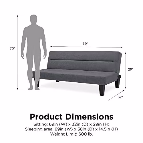 DHP Furniture Kebo Grey Velvet Sofabed, D/W/H: 81 x 175 x 73 cm – 2