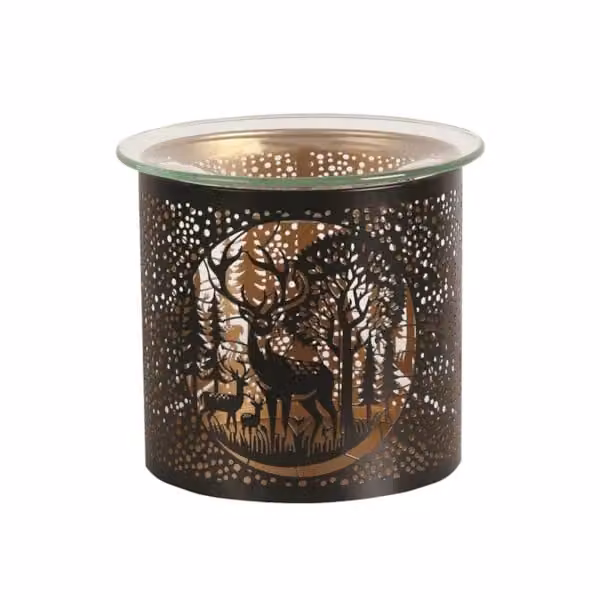 Aroma Accessories Multi Functional Tealight and Wax Melt Burner, Deer Family Design, Black and Gold, Diameter: 10.5 cm – 2