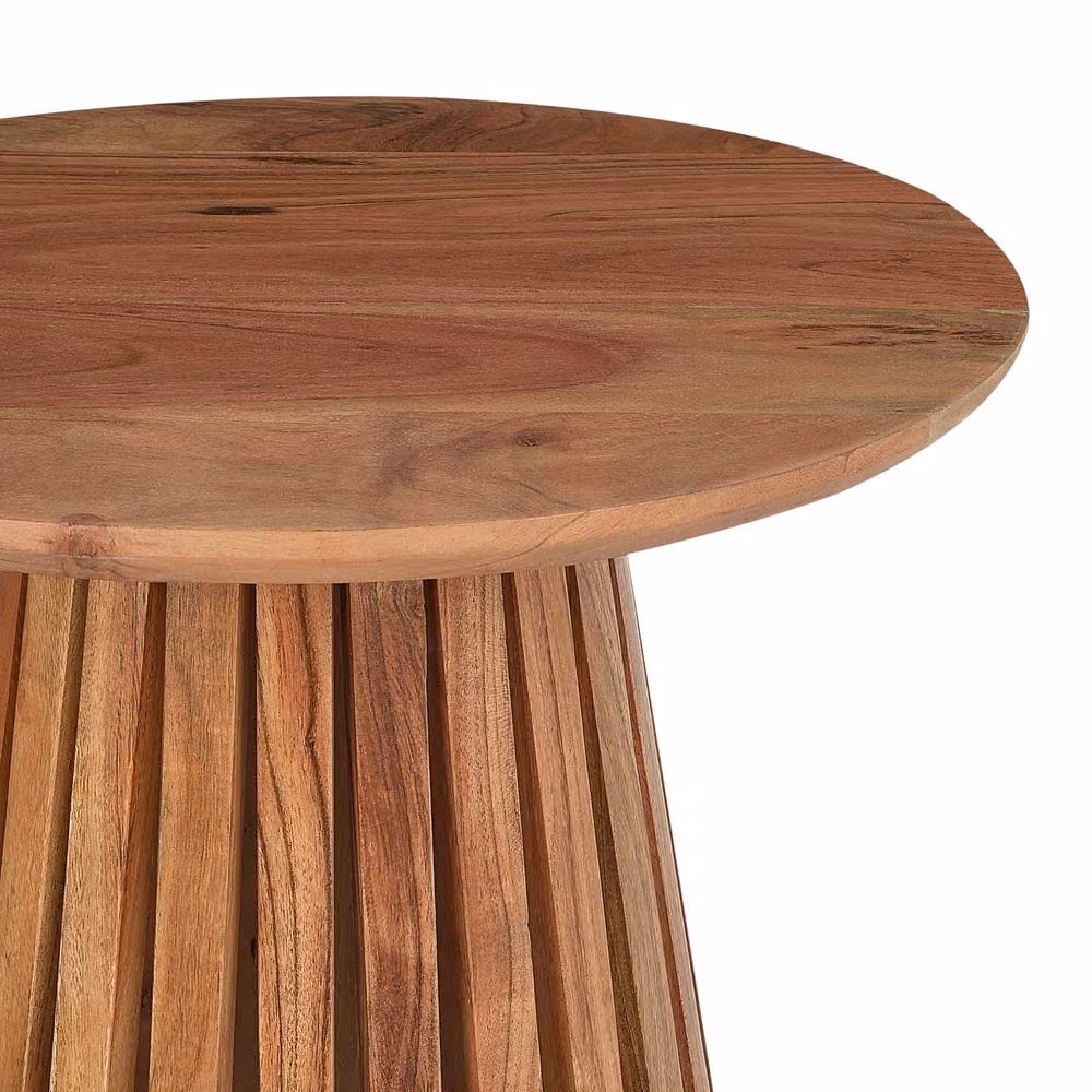 Wyld and Coco Aria Round Acacia Wood Coffee Table, Dark Brown, W/D/H: 50 x 50 x 48 cm – 3