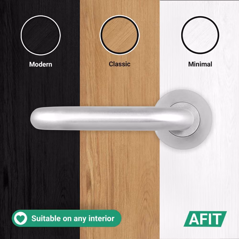 AFIT Satin Stainless Steel Fire Rated Return to Door Handles with Euro Thumb Turn and Hinges in Silver, 150 x 150 mm – 5