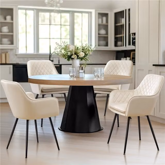 Yaheetech Set of 2 Modern Velvet Fabric Dining Chairs in Beige