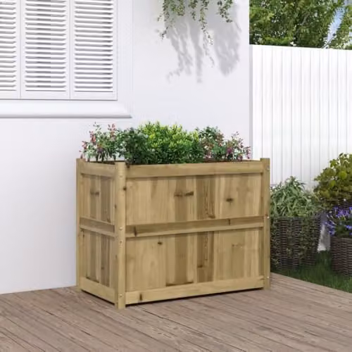 vidaXL Brown Rustic Pine Wood Garden Planter Tub W/D/H: 90 x 50 x 70 cm – 2