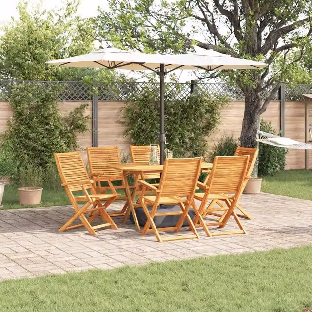 Berkfield Home 7-Piece Brown Acacia Wood Garden Dining Set