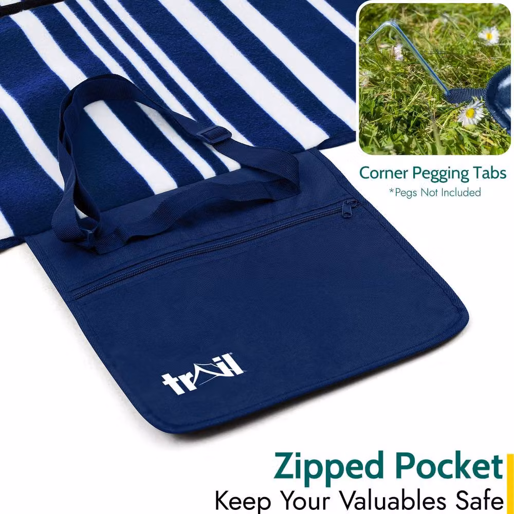 Trail Outdoor Leisure Waterproof Fleece Picnic Rug in Maritime Blue – 4