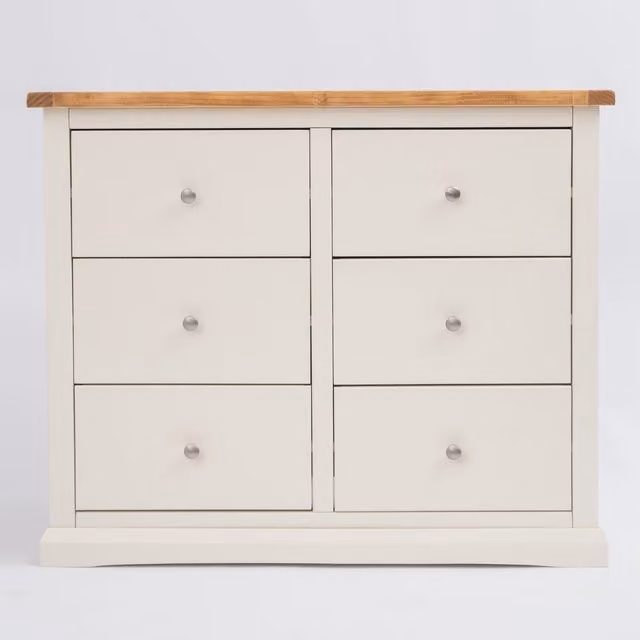 Castelli 3 over 3 Drawer Chest in White MDF and Pine