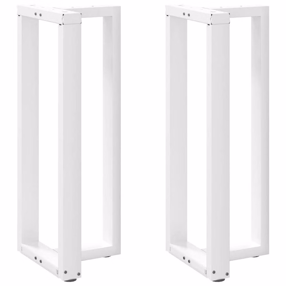 Berkfield T-Shaped Steel Bar Table Legs, 2 Pieces, White, W: 50 cm, D: 35 cm, H: 100-101 cm