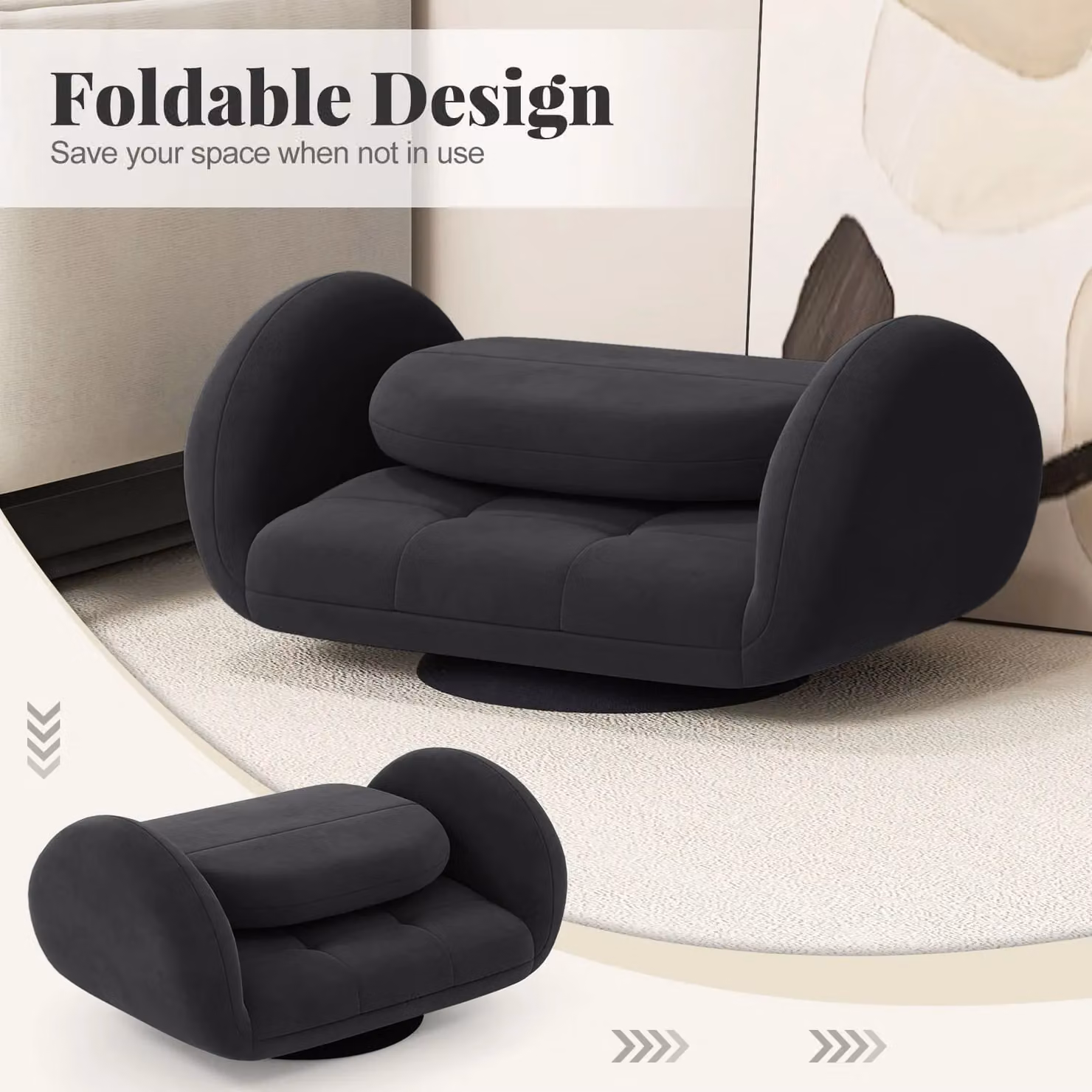 Gymax Black Swivel Floor Gaming Chair with Adjustable Backrest and Armrests – 10