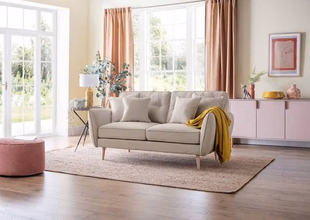 The Great Sofa Company Ailis Medium Upholstered Fabric Sofa in Beige – 1