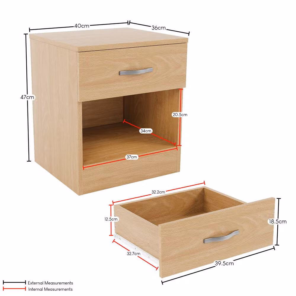 HD Designs Riano 1 Drawer Bedside Cabinet in Beige – 2