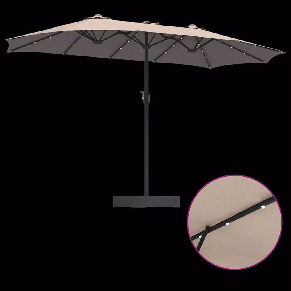 Berkfield Folding Garden Parasol in Beige with Polyester Fabric and Steel Frame, W: 385 cm, D: 209 cm, H: 244 cm – 5