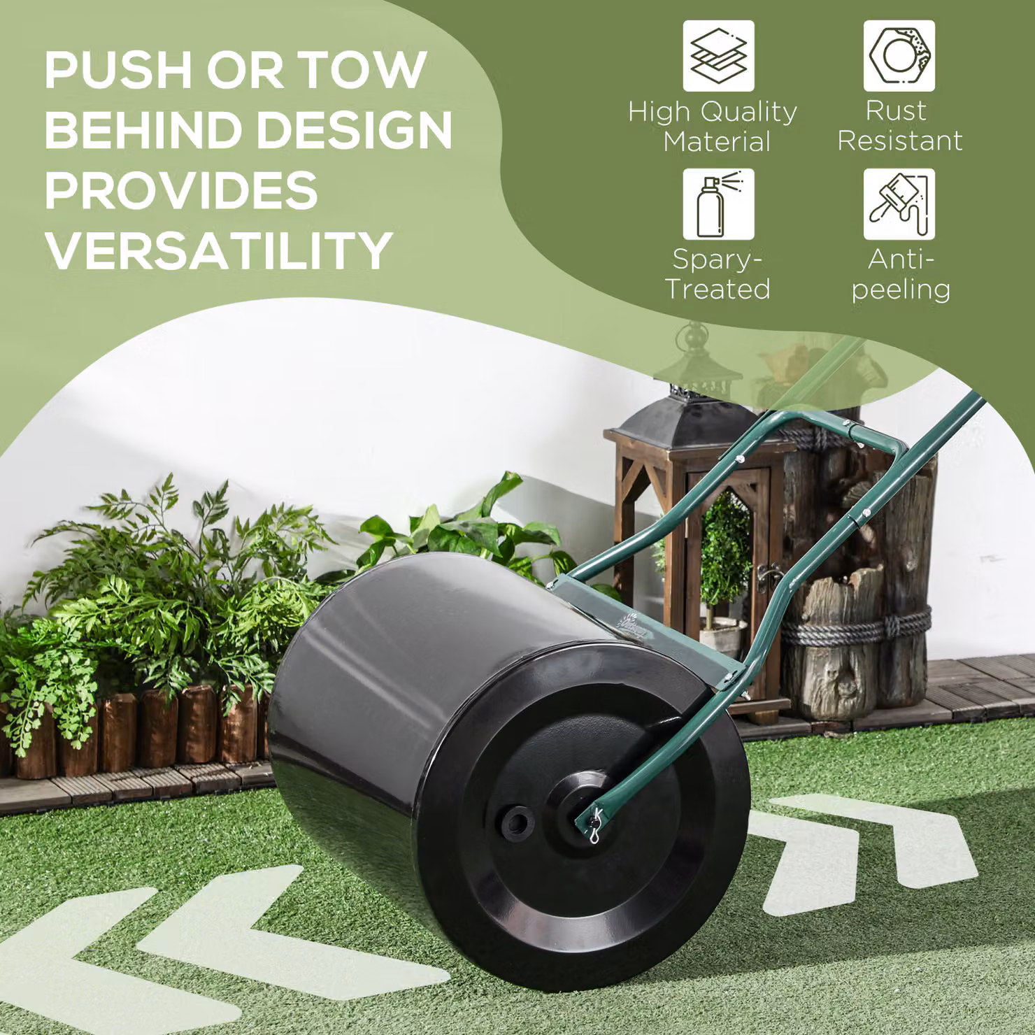 Outsunny Steel Garden Lawn Roller with Fillable Cylinder and Handle, Diameter: 50 cm – 4