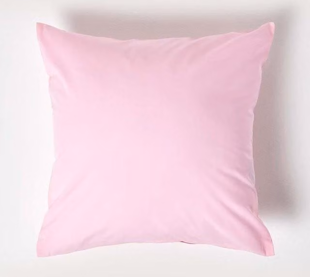 Homescapes Pink Egyptian Cotton Percale Pillowcase with Zip, W/D/H: 40 x 40 cm, 200 TC