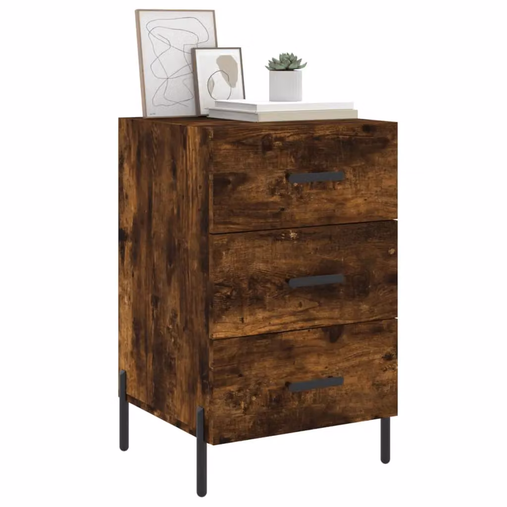 Berkfield Home Smoked Oak Bedside Cabinet in Brown, W/D/H: 40 x 40 x 66 cm – 3