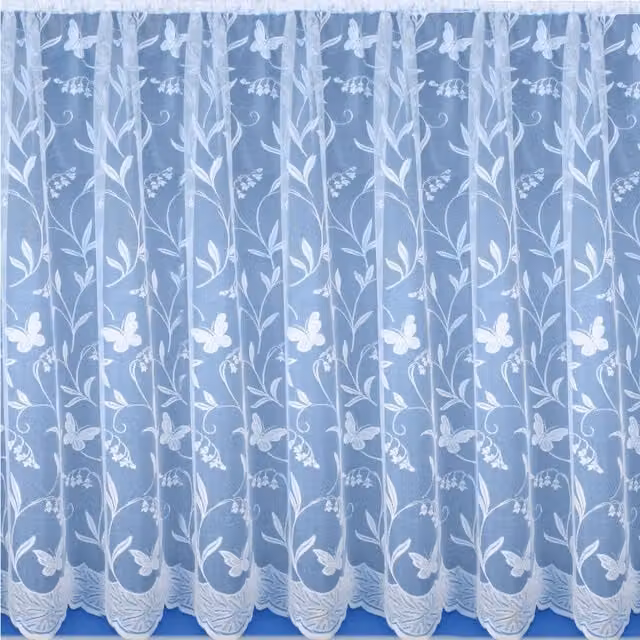 Tyrone Textiles Hawaii Floral Butterfly Net Fabric Panel, White, W: 91 cm, L: 500 cm