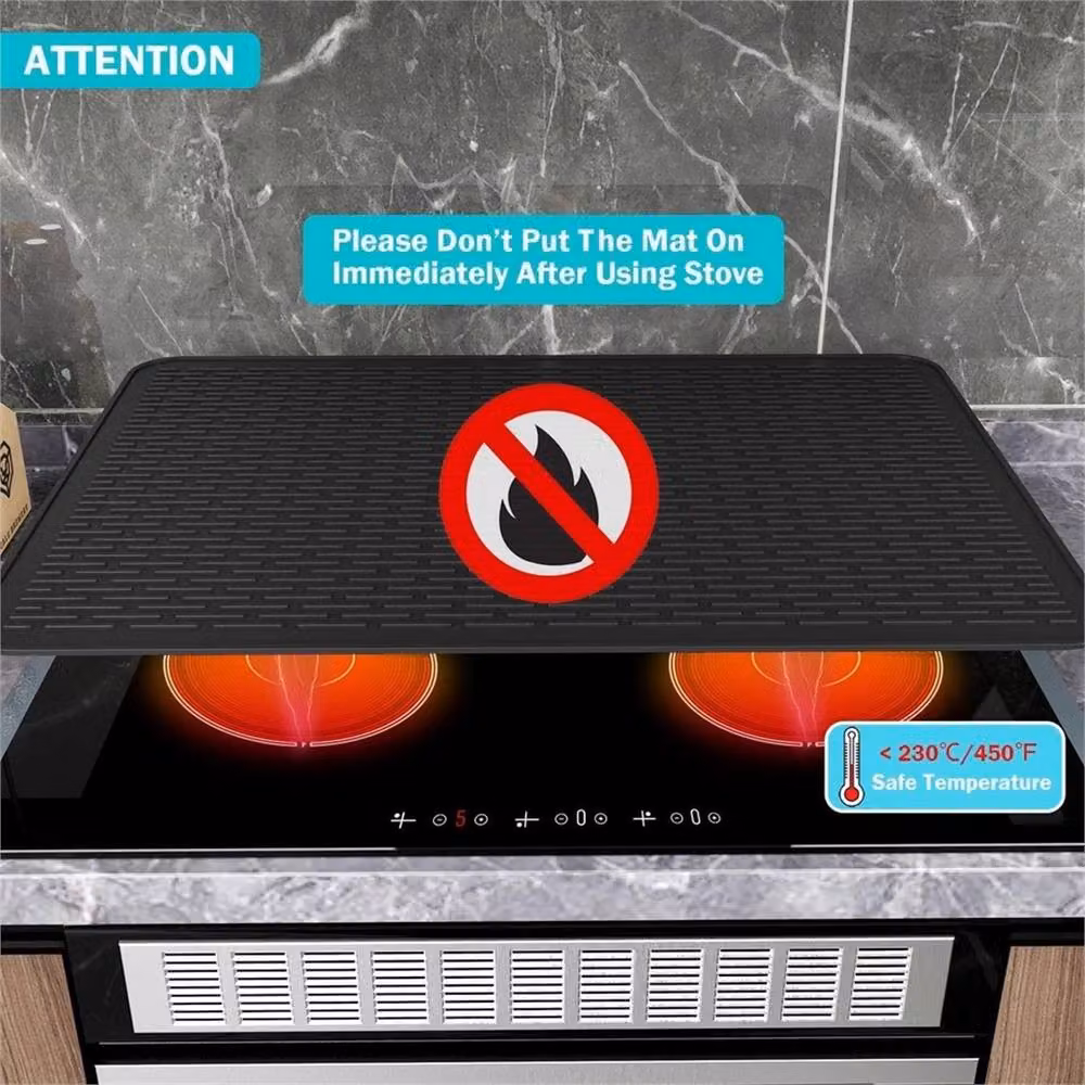 SPETLEK Large Heat Resistant Silicone Counter Mat, Black, W/D: 100 x 100 cm – 4