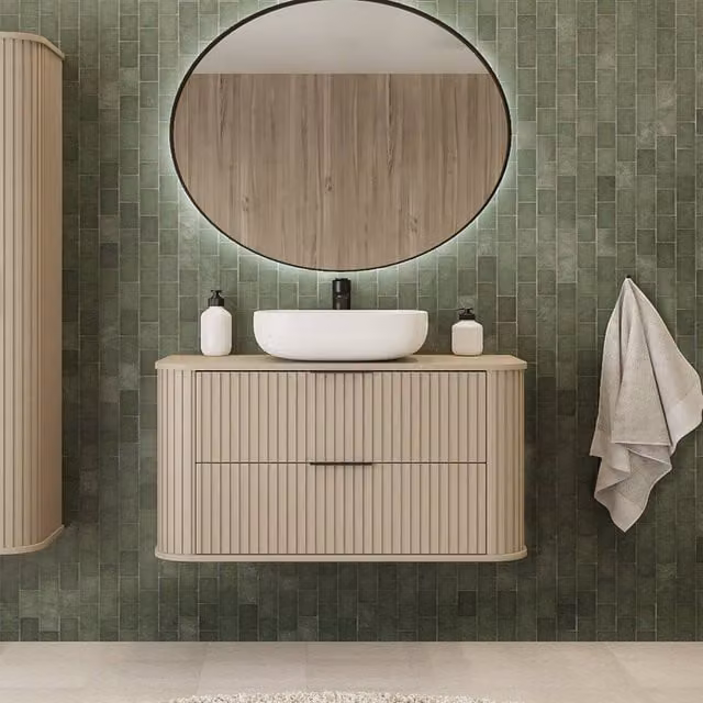 Heze Furniture Glamour Style 2 Drawer Bathroom Vanity Cabinet, Light Grey, W: 120 cm, D: 41.5 cm, H: 51.7 cm – 1