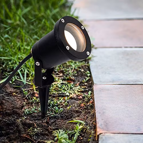 MiniSun Modern 3 in 1 Outdoor Lights, Pair of 2, Black Finish, IP65 Rated, Mains Wired Ground, Wall and Spike Mounts – 2