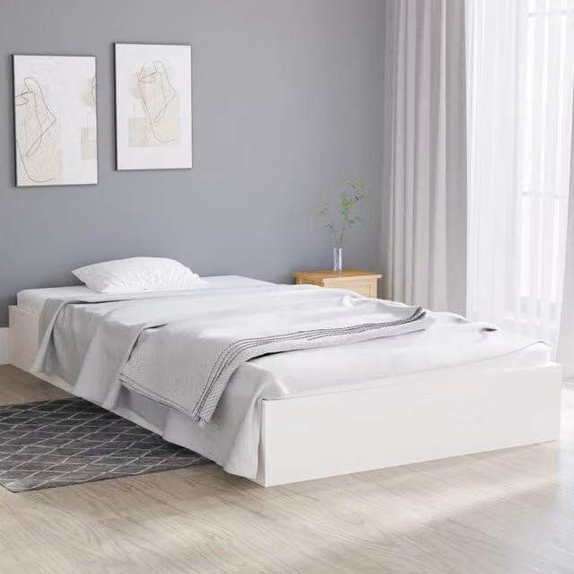 Berkfield Home White Solid Pine Wood Childrens Bed Frame W: 100 cm, D: 200 cm – 1