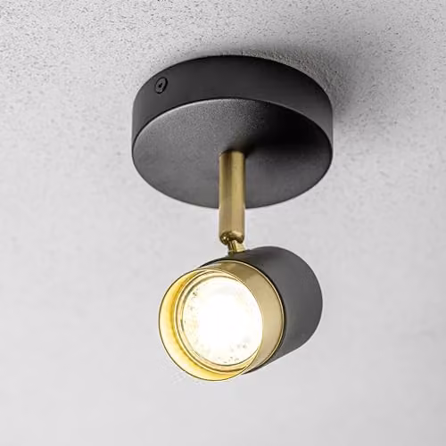 CGC Lighting Orio Adjustable GU10 Ceiling and Wall Spot Light in Black and Gold/Brass – 4