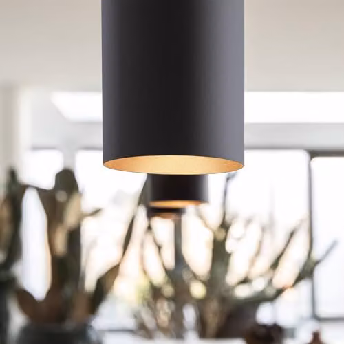 Ideal Lux Look Slim Cylinder Ceiling Pendant Light in Black with GU10 Socket – 5