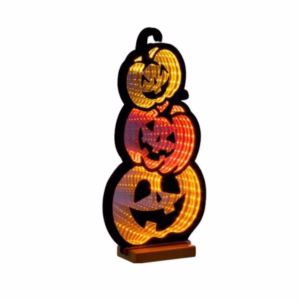 Smart Garden Infinity Pumpkin Stack Light LED Halloween Decoration with Triple Jack O’Lantern Design and Infinity Mirror Effect in Orange, Yellow and Red, H 40 x W 40 x D 20 cm – 2
