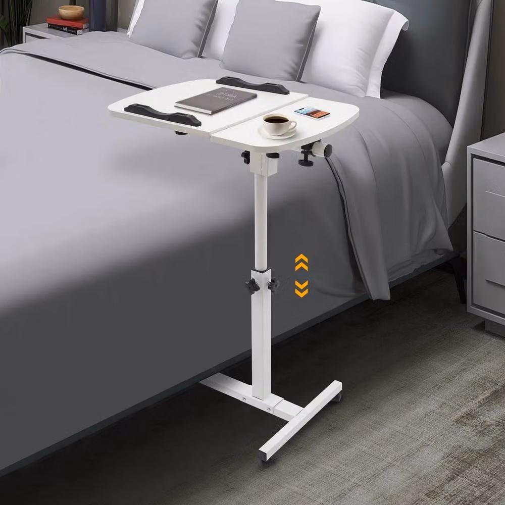 FORGEVIO Adjustable Laptop Desk Stand with Tilting Top and Castors, White – 3