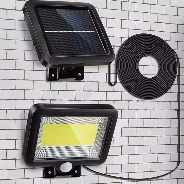 EONLION Solar LED PIR Motion Sensor Wall Light Security Flood Lamp in Black
