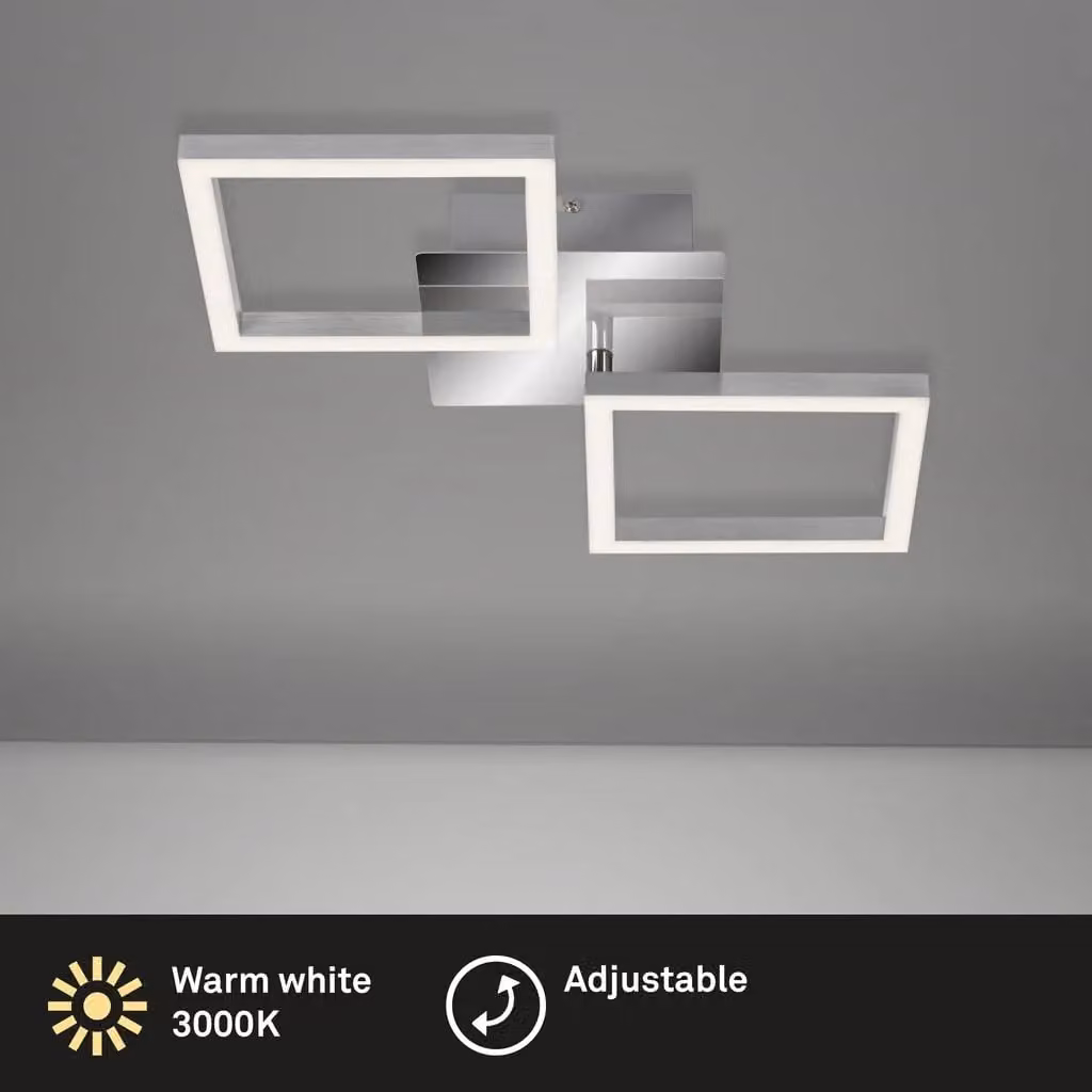 Briloner LED adjustable ceiling light in chrome silver, 12W, 1000 lumens, 3000K warm white – 2