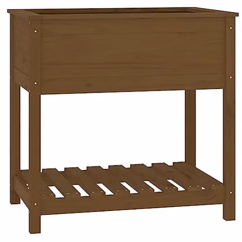 vidaXL Rustic Honey Brown Planter with Shelf made of Solid Pine Wood, W/D/H: 82.5 x 54 x 81 cm – 1