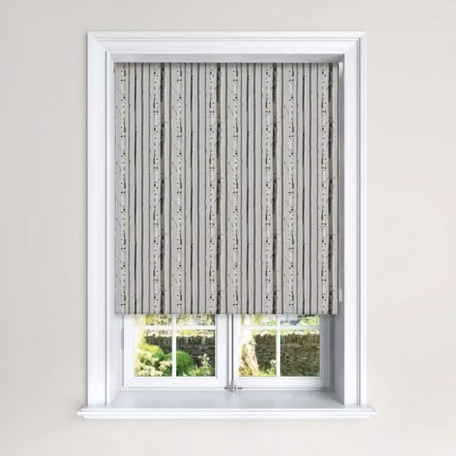 Starry Wood Blackout Roller Blinds in Brown and Grey, W: 120 cm, H: 140 cm