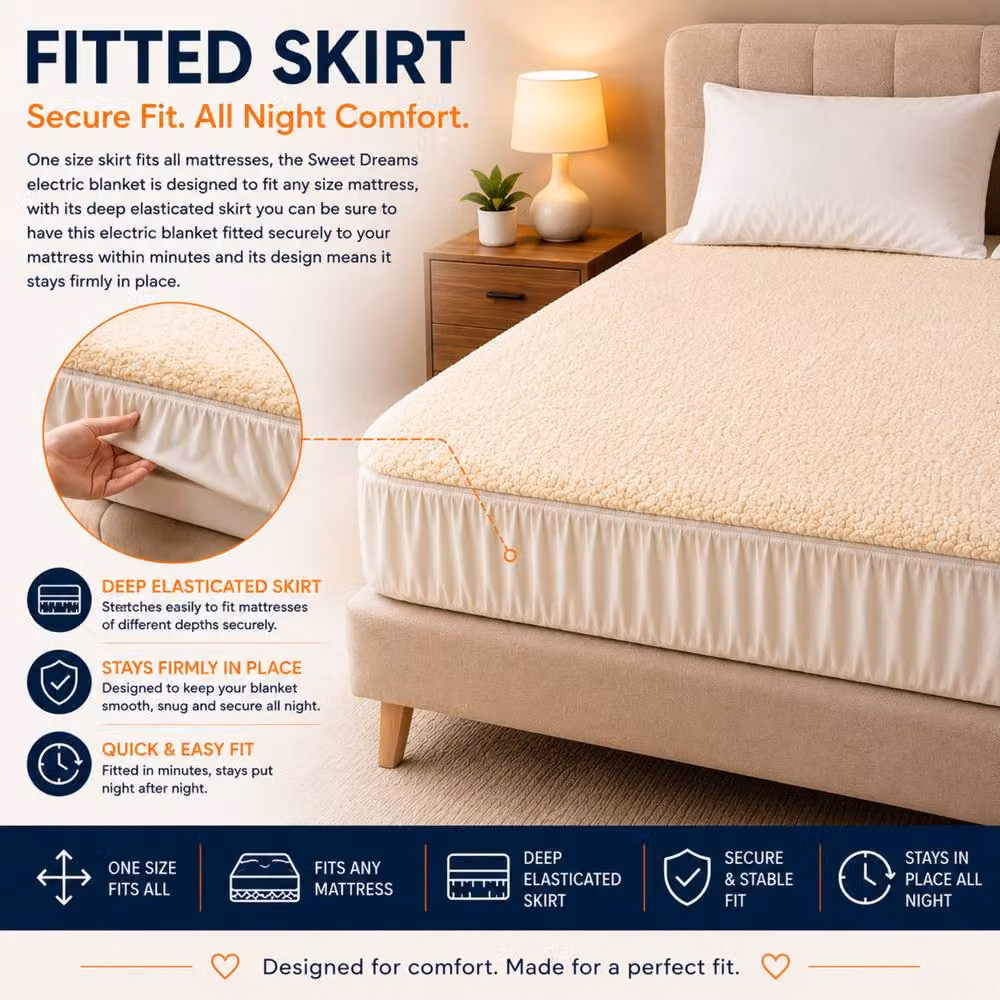 Sweet Dreams Electric Heated Blanket in Beige, King Size, 180 x 200 cm – 3