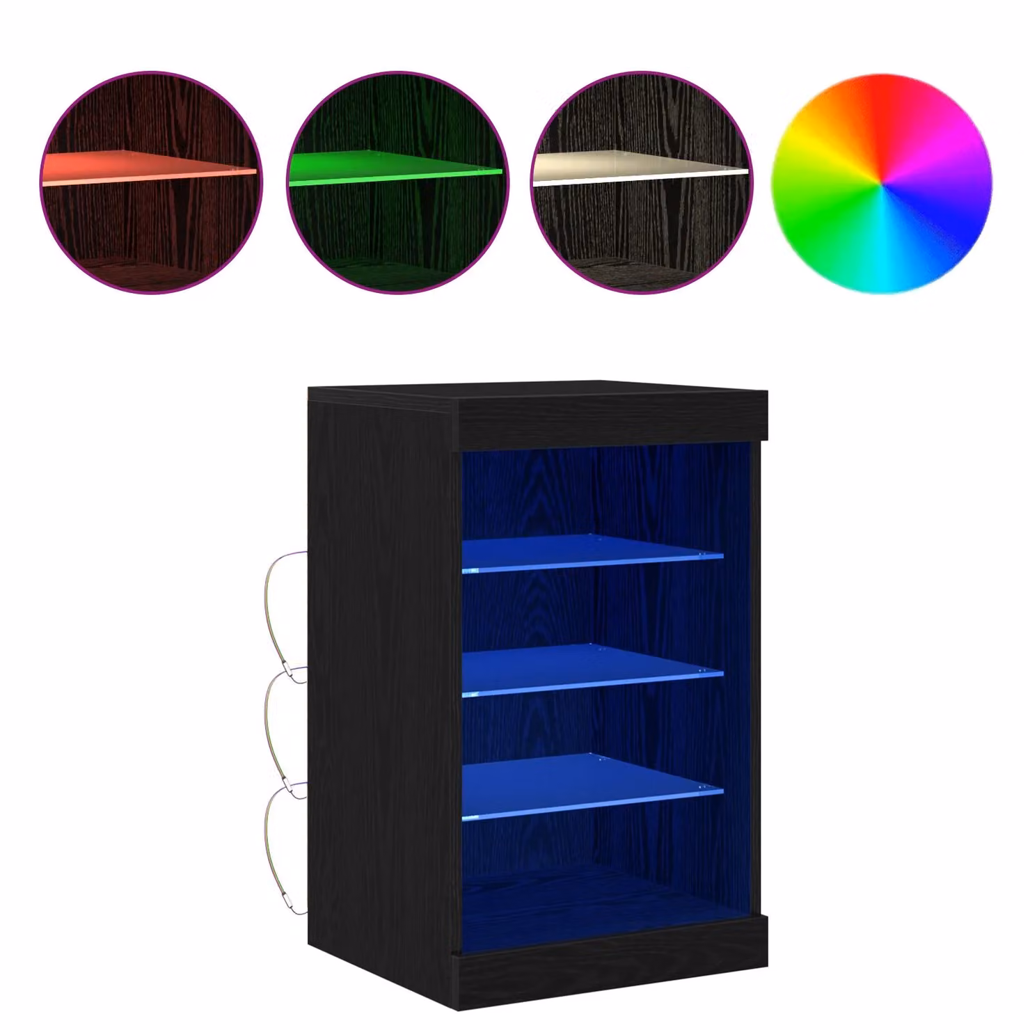 Berkfield Home Modern Black Oak Sideboard with Integrated LED Lighting W/D/H: 41 x 37 x 67 cm – 3