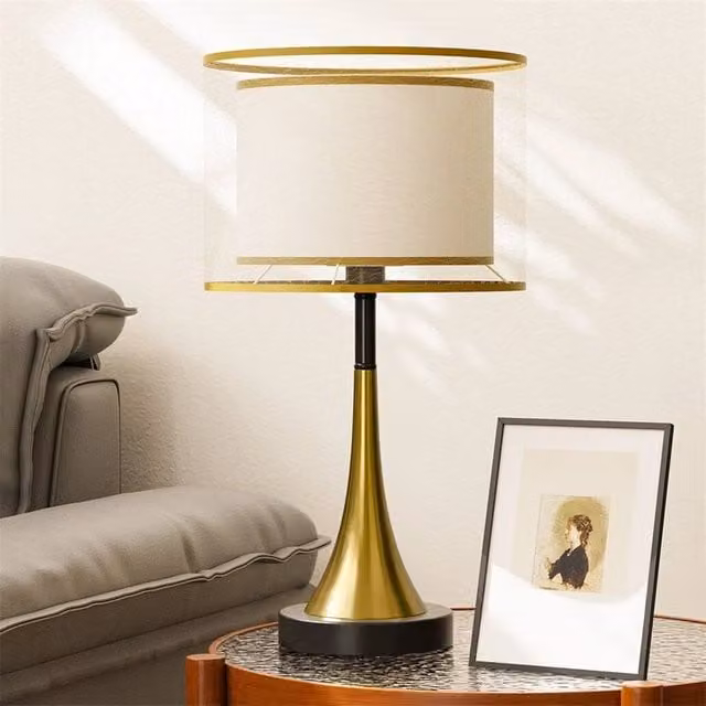 Kelvenix Mid-Century Nightstand Bedside Table Lamp in Gold/Brass with 3-Colour Temperatures