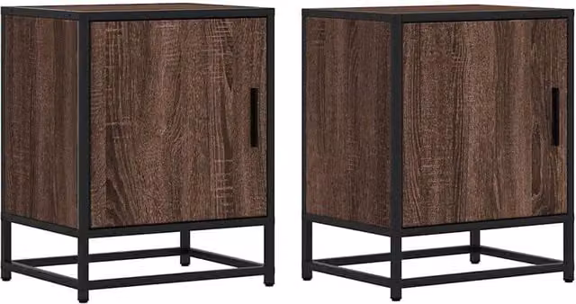 Berkfield Home Set of 2 Classic Bedside Cabinets in Brown Oak, W/D/H: 40 x 31 x 50 cm