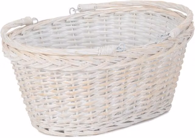 Red Hamper Wicker Rattan Shopping Basket with Swing Handles in Red and White, W: 30.0 cm, H: 18.0 cm