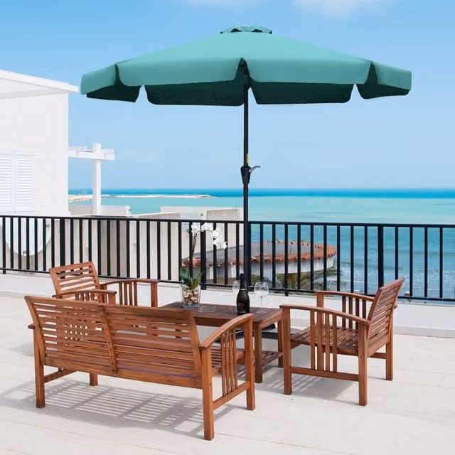 Outsunny Green Garden Parasol Patio Umbrella with Central Pole, Height: 266 cm