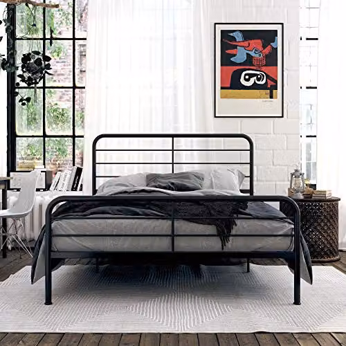 DHP Millie Industrial Metal Bed in Black, W/D/H: 140 x 200 x 143.5 cm – 4