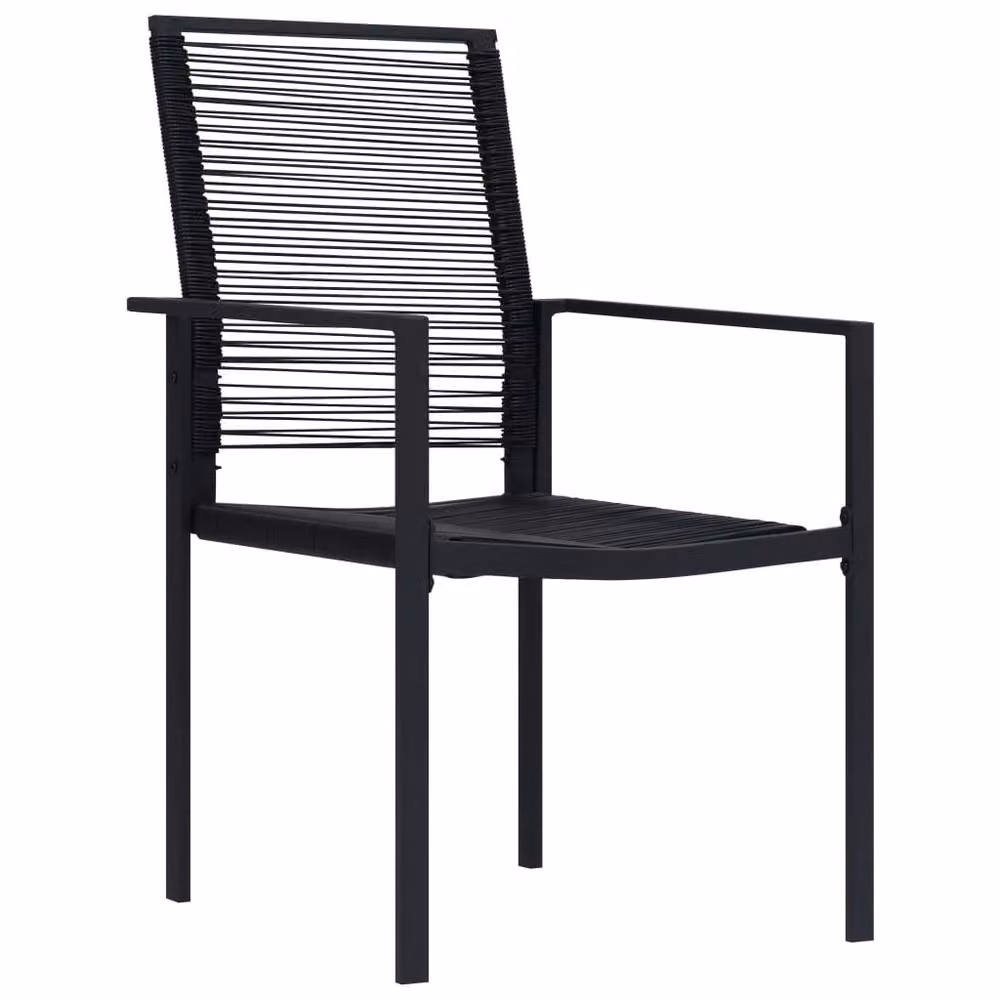 Berkfield Home Set of 2 Sturdy Black PVC Rattan Garden Chairs with Steel Frame – 3
