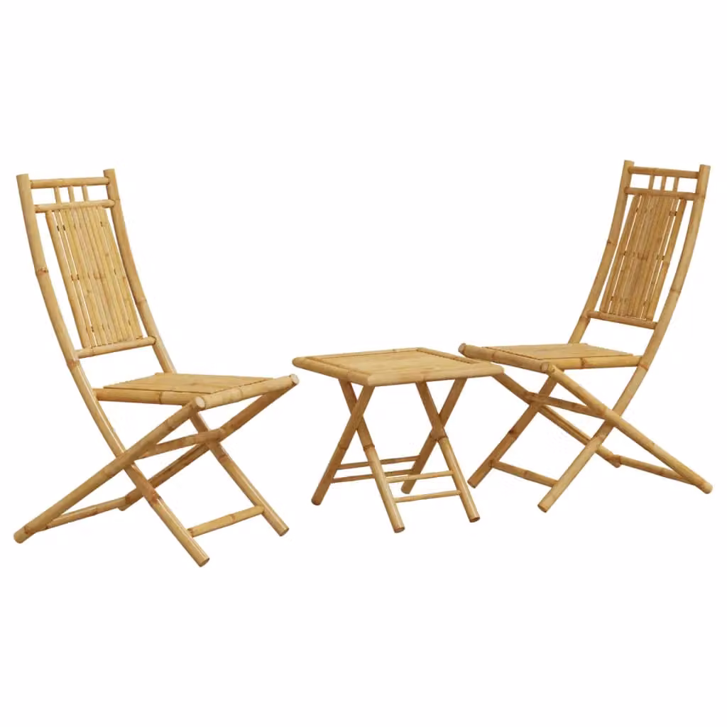 Berkfield Home 3 Piece Bamboo Bistro Set in Brown – 2