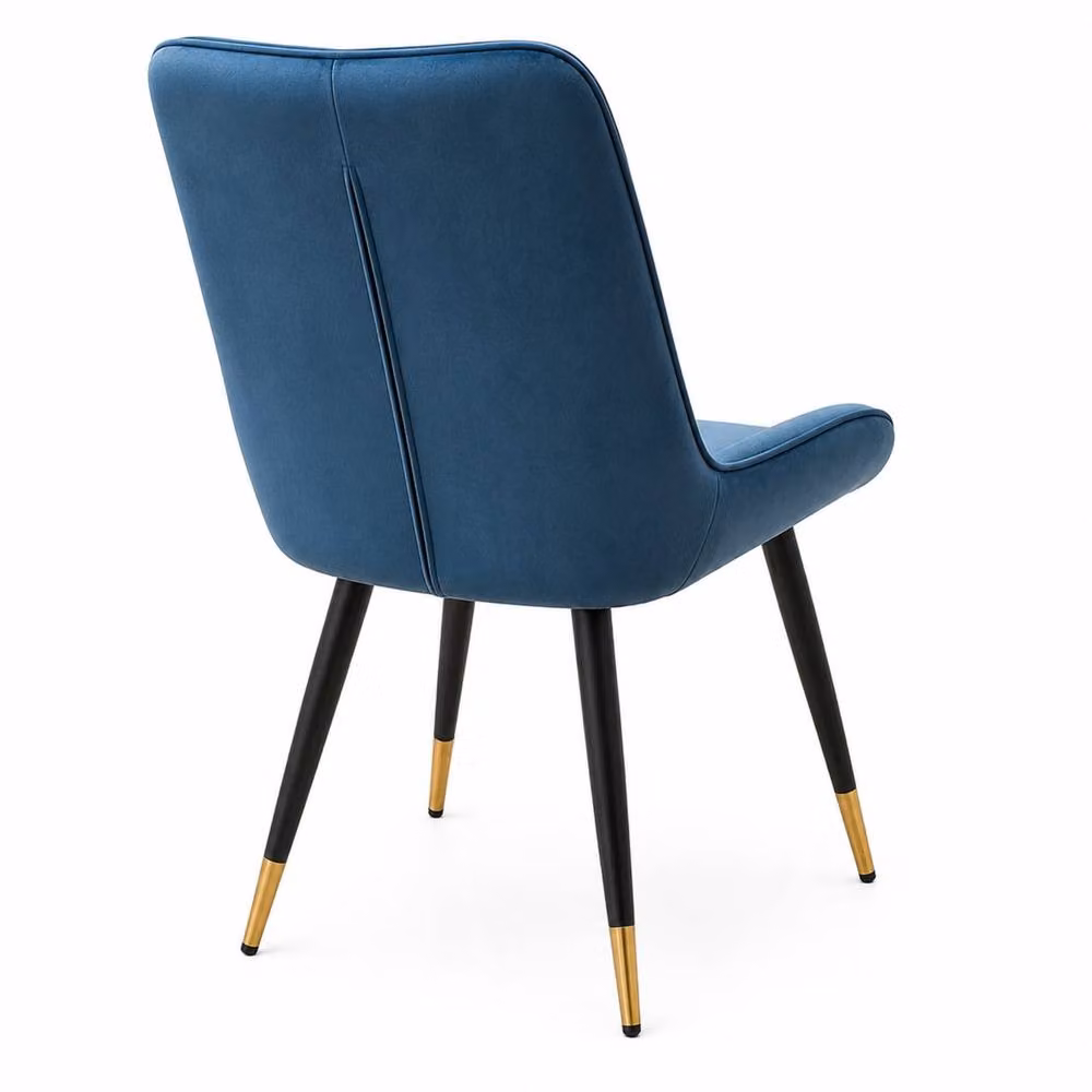 Stratus Interiors Luna Quilted Velvet Dining Chair in Petrol with Black Metal Legs – 3