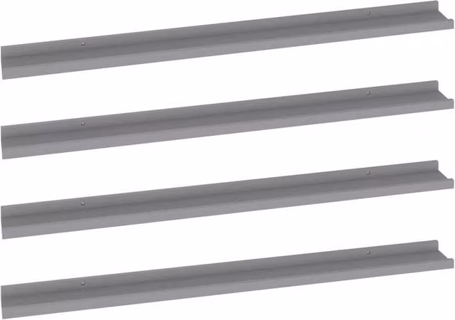Berkfield Home Wall Mounted Shelves, 4 Piece Set, Grey, W: 100 cm, D: 9 cm, H: 3 cm – 1