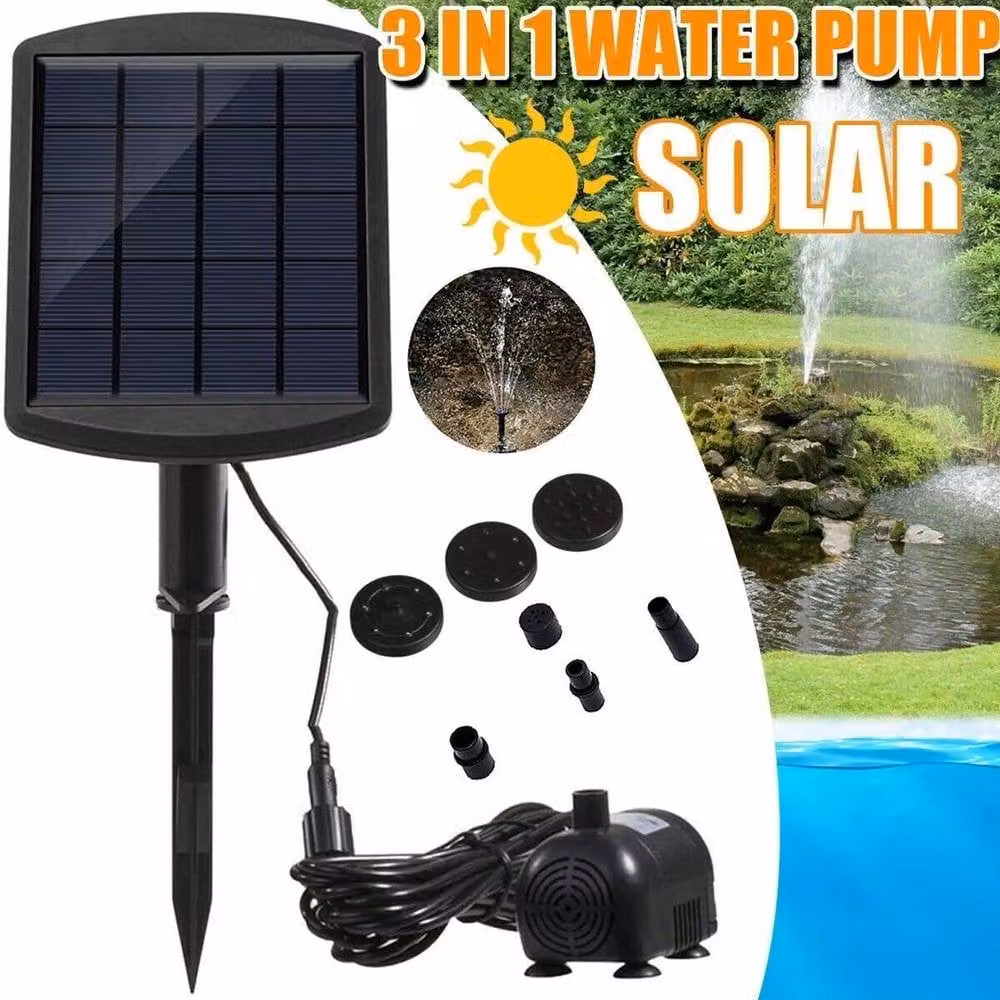NESTLUNE Solar Power Fountain Water Pump Kit with Panel, Black, W: 100 cm, D: 15 cm, H: 15 cm – 5