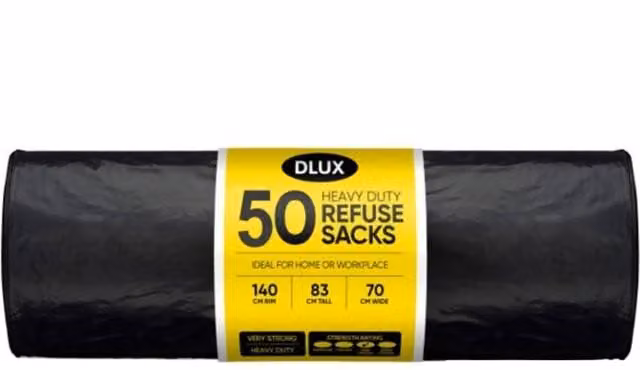 Bedsland 50 Pack Black Heavy Duty 70L Bin Bags